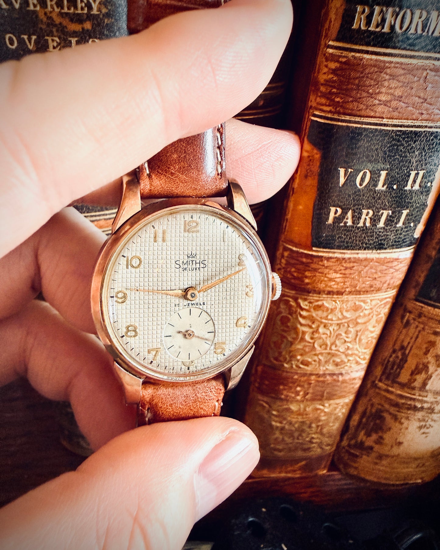 【金無垢・テクスチャードダイヤル】Smiths De Luxe ｜ 1955年 ｜ 15石 Cal.400 ｜ 英国製 ｜ 手巻き