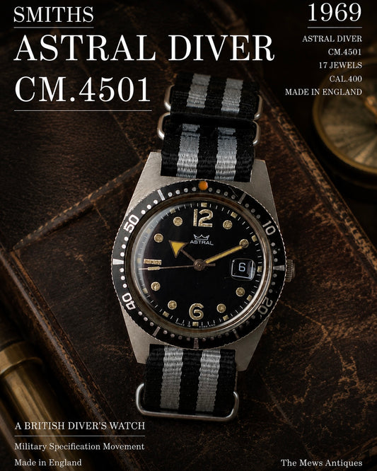 【美品・レア個体】Smiths Astral Diver CM.4501｜1969年製｜Cal.400｜ハック機能｜17石｜英国製｜機械式時計