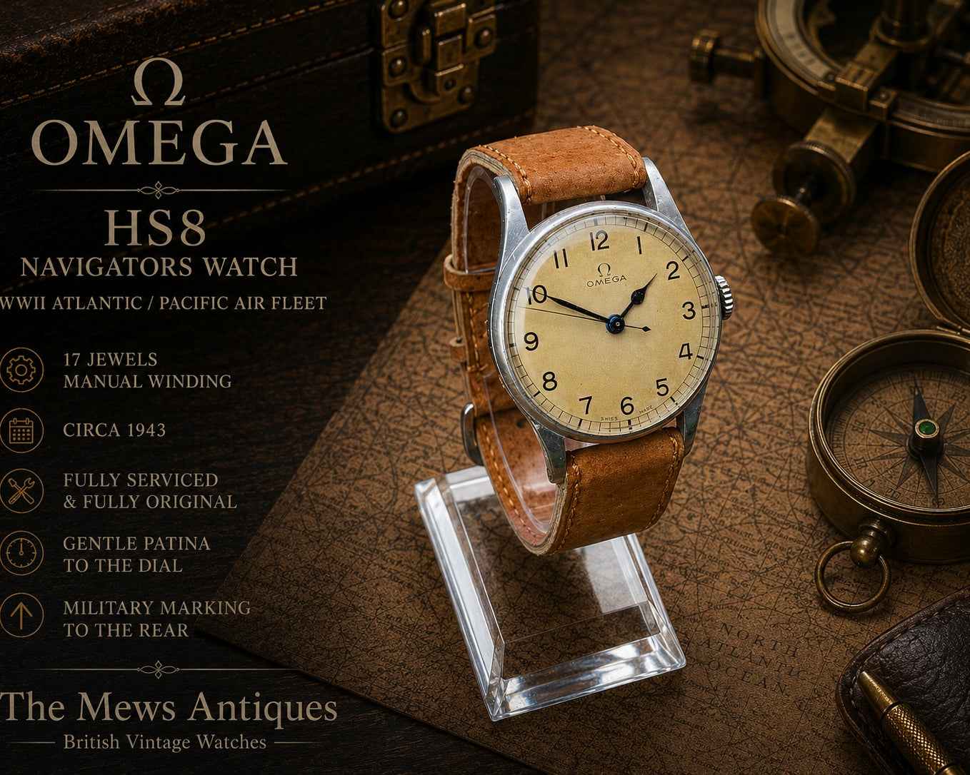【希少・軍用時計】Omega HS8 Navigator’s Watch｜1943年頃｜Cal.30T2｜17石｜英国海軍航空隊