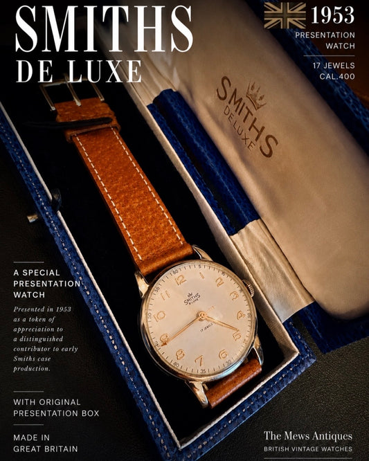 【美品・希少箱付】Smiths De Luxe｜1953年製｜ Smiths製造関連会社の記念時計｜17石 Cal.400｜英国製｜機械式時計