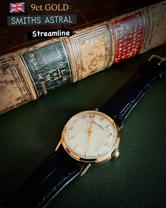 9ctゴールド｜Smiths Astral Streamline ｜ Dennisonケース｜1966年｜英国製｜Cal.400 17石｜